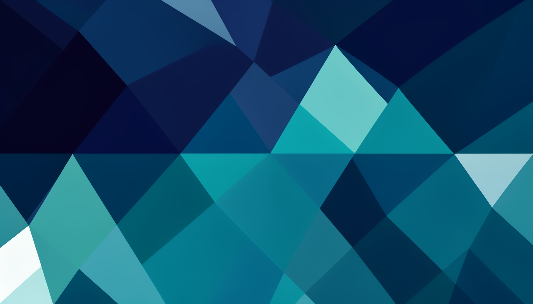 A low-poly geometric composition of overlapping triangles in deep navy, teal, and crisp white, suggesting water reflections and a calm aquatic atmosphere.