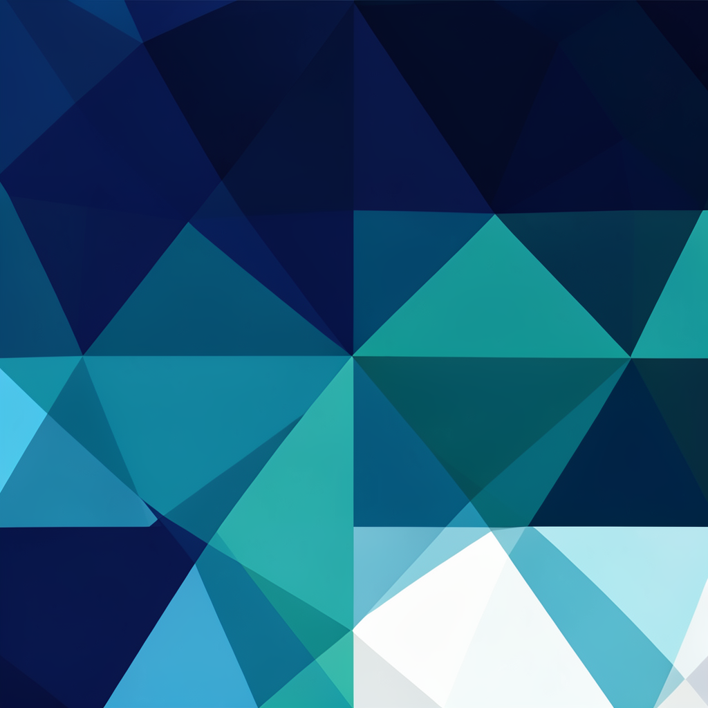 A low-poly geometric composition of overlapping triangles in deep navy, teal, and crisp white, suggesting water reflections and open-water recreation